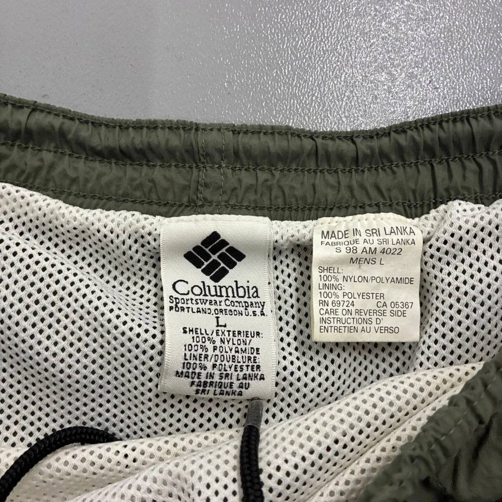 Columbia Sportswear Mens Large Olive Green Nylon Mesh Lined Hiking Swim Shorts
